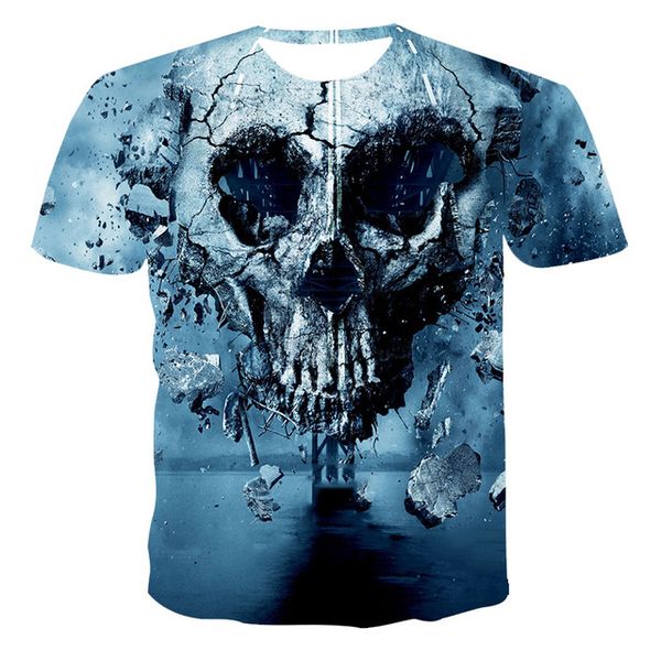

summer anime new creativity skull print the 3d print shirts horror oversized kawaii men clothing