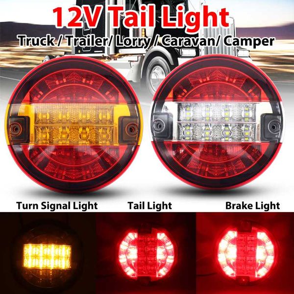 

universal 5.5" 12v 20-led car rear tail light brake sturn signal lamp round hamburger truck lorry van trailer 3 function