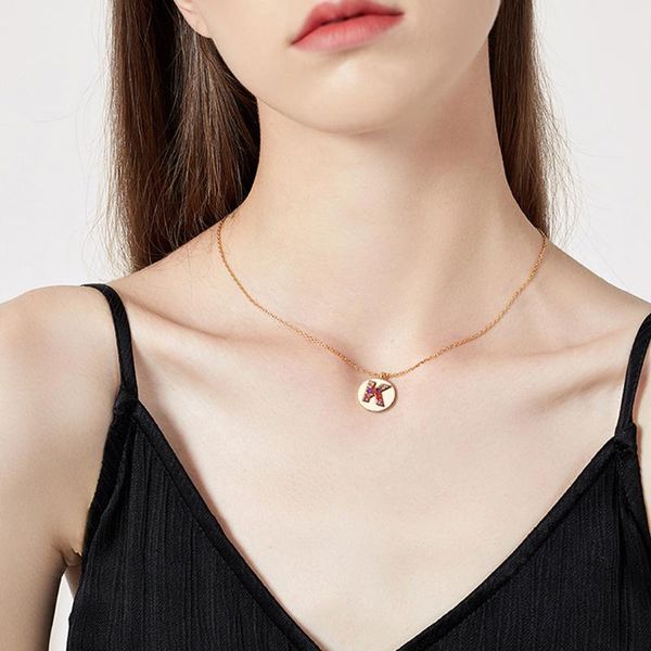 

new a-z 26-letter necklace gold colored round necklace chain couples personality jewelry, Silver