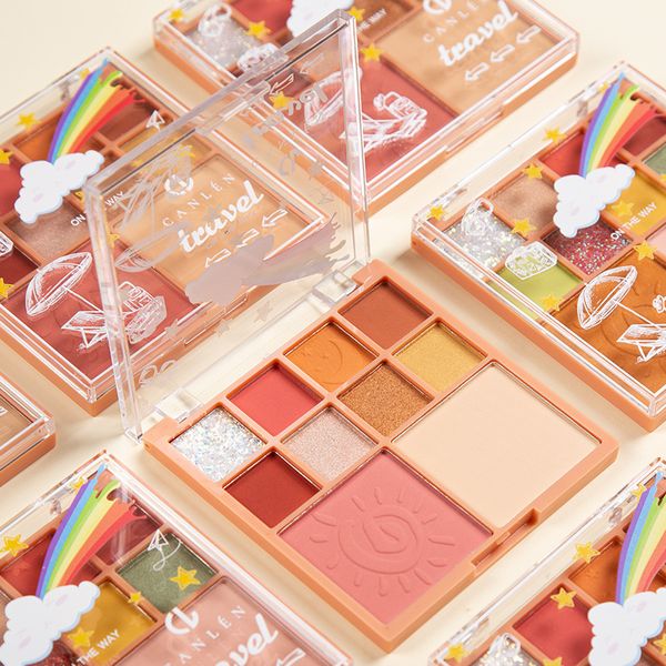

long-lasting 10 color colorful natural make up shimmer little pearl easy to wear maquillage eye shadow disc blush eyeshadow compact