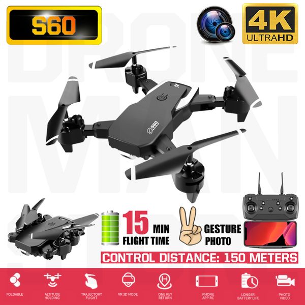 

s60 mini drone 4k hd wide angle camera 1080p wifi fpv drone dual camera quadcopter height keep dron helicopter toy