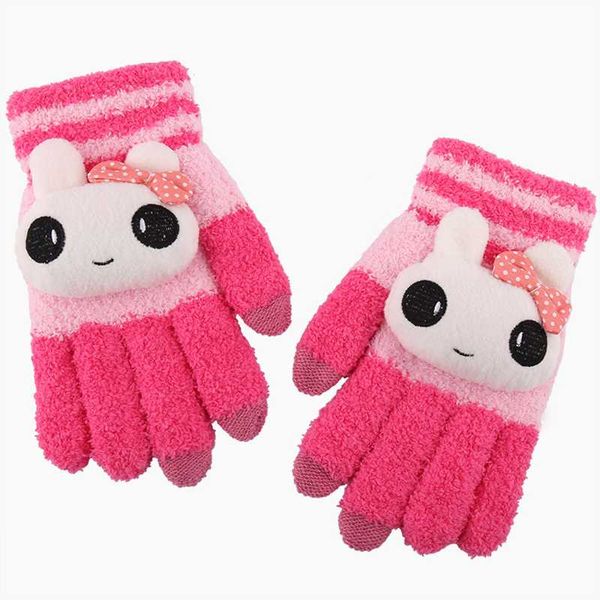 

new knit cute warm touch screen wool gloves korean version of coral fleece thick winter gloves, Blue;gray