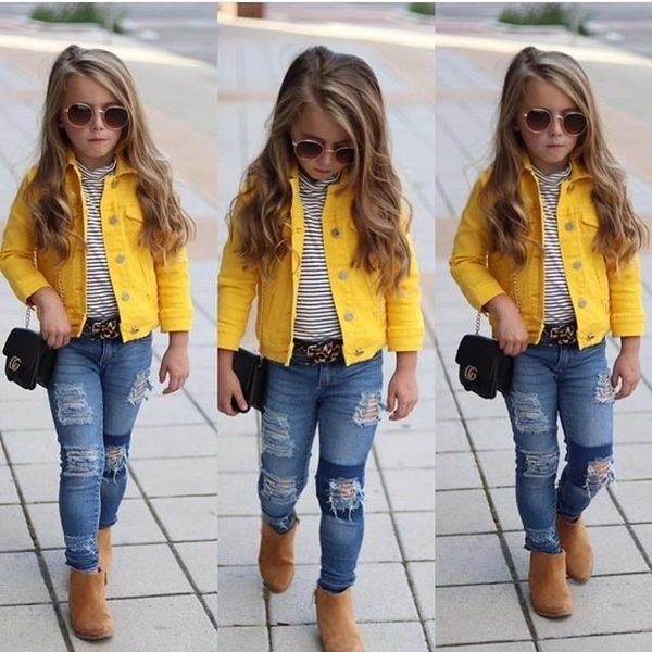 

kids girl casual long sleeve denim jacket outwear button coat fashion spring autumn clothes for 1-6years children, Blue;gray