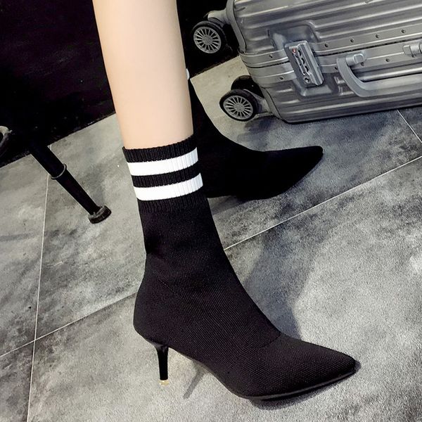 

2020 autumn and winter boots women's fashion female pointed thin heeled women shoes, Black