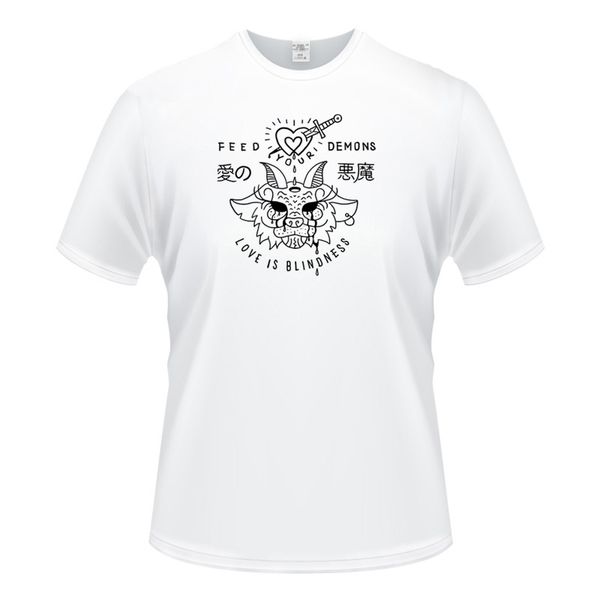 

print love is blindness - feed your demons summer fashion t-shirt men's short-sleeved cotton t-shirt funny hip-hop clothing