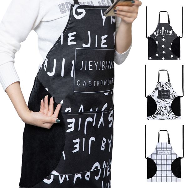 

aprons adjustable waterproof hand wipe kitchen dinner party cooking bib cleaning with pocket drop