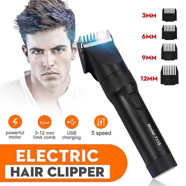 

5 speed control professional electric hair clipper hair cutting machine for barber usb rechargeable electric shaver trimmer