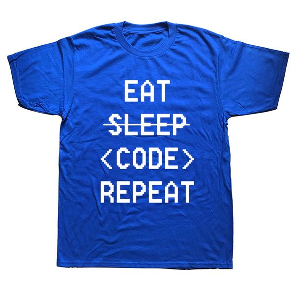 

new summer men while alive eat sleep code t shirt men short sleeve cotton fashion java programmer t-shirts