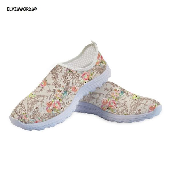 

elviswords floral horse 3d pattern casual ladies sneakers shoes woman spring summer mesh light women loafers zapatos mujer 2020, Black
