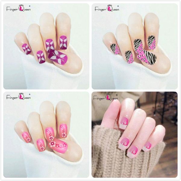 

false nails 24pcs set1 painted short full cover stiletto coffin fake tips nail art decorations, Red;gold