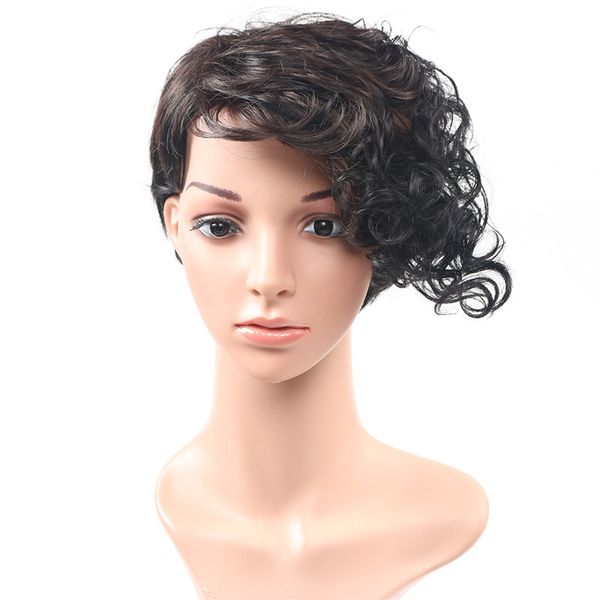 

beautiful fashion short synthteic women's stylish black curly hair wig