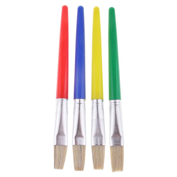 

4pc/set longer acrylic painting brush supplies,flat shape hog hair oil painting brush early learning gifts
