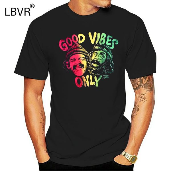 

cheech and chong good vibes only tee t shirt navy rasta retro stoner tee mens new funny t-shirt
