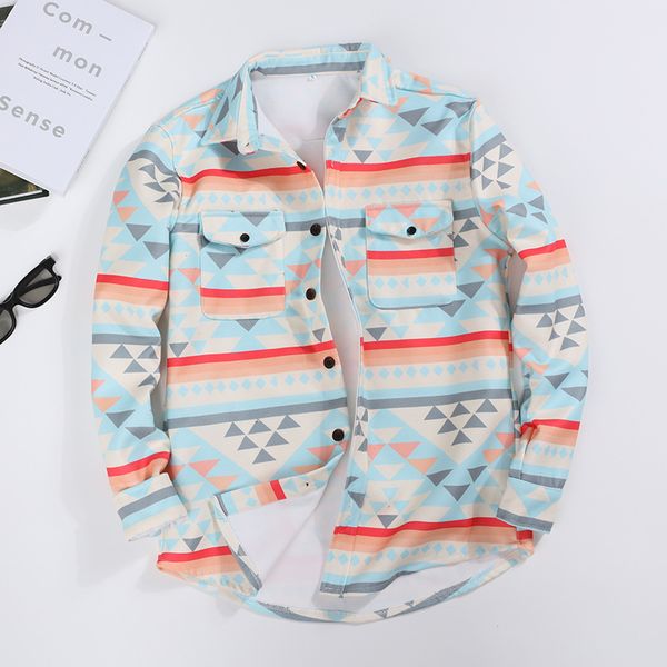 

e-baihui 2021 fall/winter new style european and american long-sleeved, fashionable printed lapel pocket shirt yysd294eccf69ac, White;black