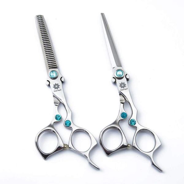 

hair scissors 6.0" professional razor edge series - adjustable green diamond screw barber cutting and thinning/texturizing scissors/she