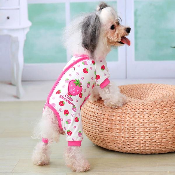 

dog apparel cute strawberry yellow duck pattern cotton pet clothes small dogs pajamas for cat puppy jumpsuit