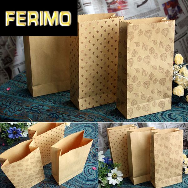 

3pcs blank/ flower/ leaves kraft paper bags bread shipping bags candy popcorn paper birthday party favor gift bag