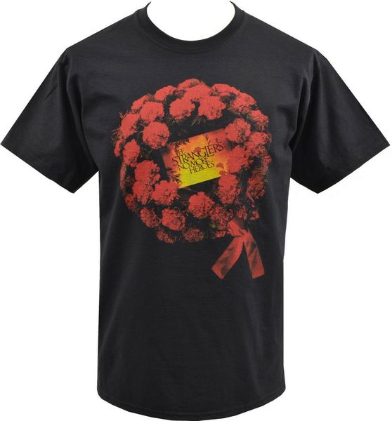 

mens black t-shirt the stranglers no more heroes roses wreath punk rock s 5xl tee shirt for youth middle-age the elder