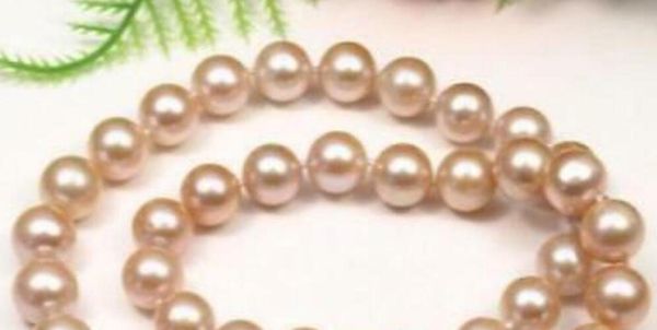 

fashion 10-11mm natural pink pearl necklace 18" 36" yellow clasp, Silver
