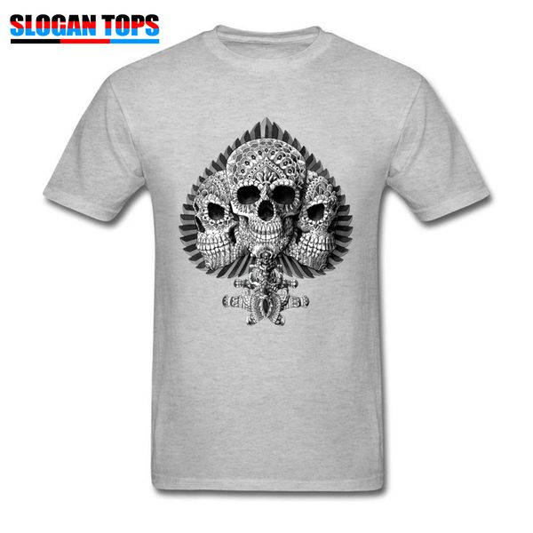 

awesome men's tees skull spade personalized t shirts mens grey skulls tshirt halloween cosplay 100% cotton t-shirts 3d geometric