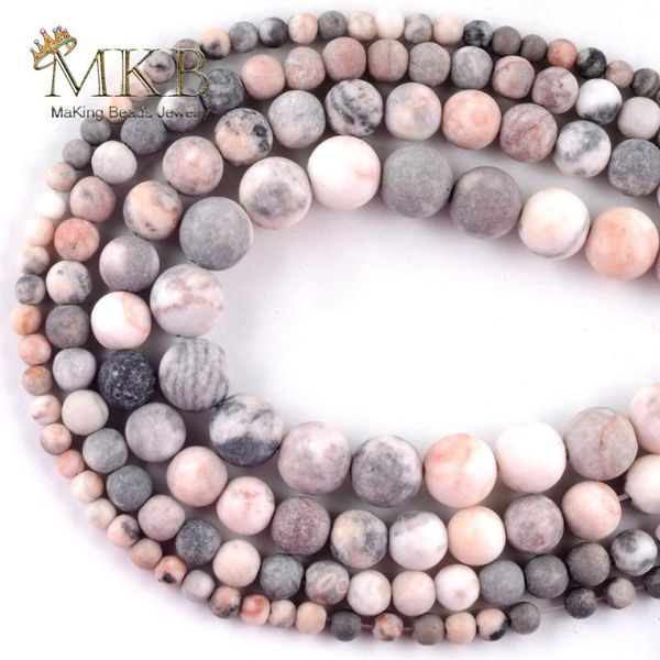 

dull polish matte pink zebra jaspers natural stone round beads for jewelry making spacer loose beads 4mm-12mm diy bracelets 15