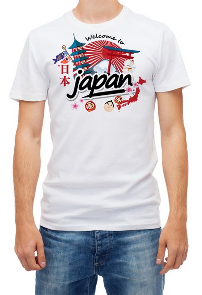 

добро пожаловать в японию men's white 34 с коротким рукавом хлопок t рубашка на заказ graphic tees футболочку
