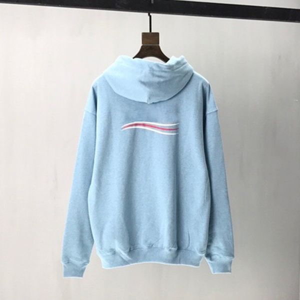 

man designers clothes 2020 20ss letter wave printed sky blue hoodies spring autumn high street hooded sweatshirt men women fashi, Black