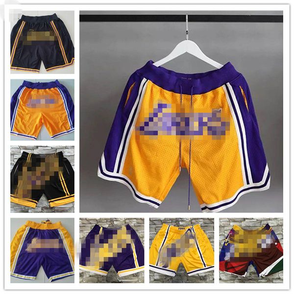

lakers mens swingman los angeles basketball shorts authentic stitched lakers shorts city just don by mitchell & ness pocket retro pants, Black