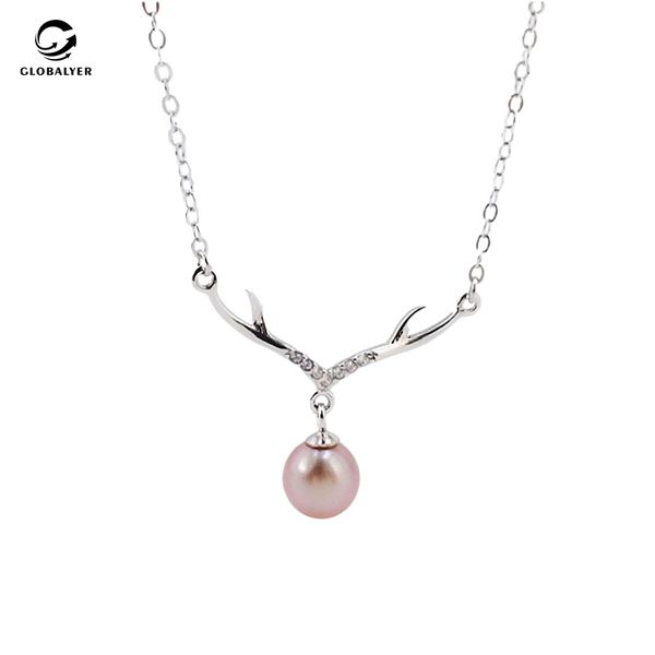 

chains explosions accessories elk christmas pendant 925 sterling silver necklace female diy pearl gifts