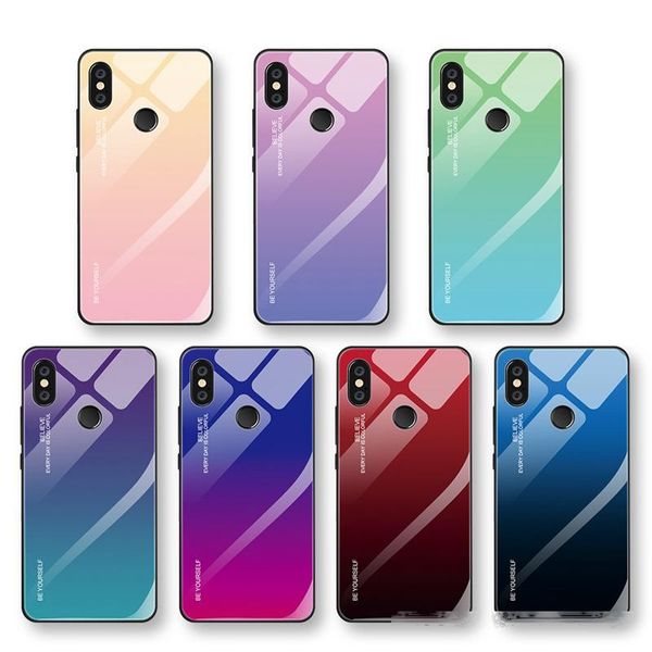 

colorful scratch-proof thin gradient tempered glass phone case for redmi note 5 pro protection back case cover
