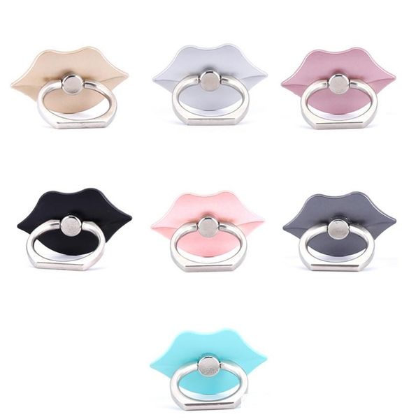

360 degree lip shape finger ring holder ring phone holder stand for cell phone accessories for samsung s6 s10 with opp package