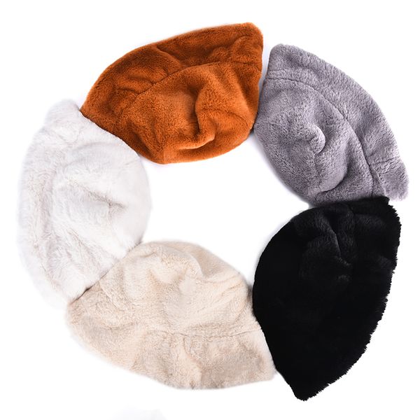 

winter hat bucket hat for women girl fashion solid thickened soft warm fishing cap outdoor vacation hat cap lady high quality