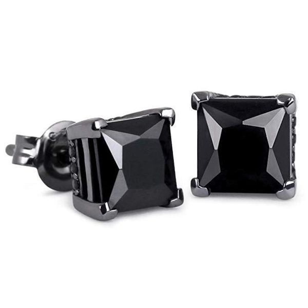 

stud dnschic s925 earrings black cz iced out hypoallergenic for men women hip hop jewelry rapper punk, Golden;silver