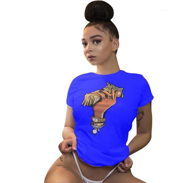 

короткие рукава горячей улице тис топы женщины ins горячие tshirts лето дизайнер доллар печатные мода, White