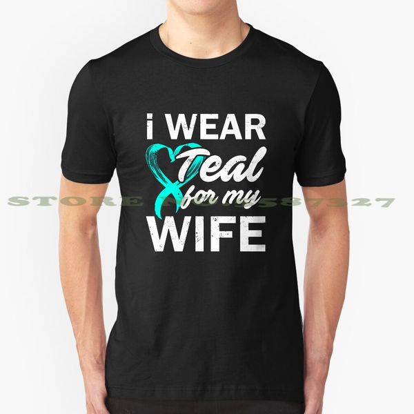 

я wear teal для моей жены - спкя awareness t - рубашка черная белая тенниска для мужчин, женщин