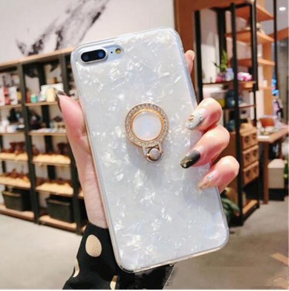 

luxury shellfish marble phone cases for iphone x cover soft tpu cover for iphone 7 8 6s plus glitter case with finger ring