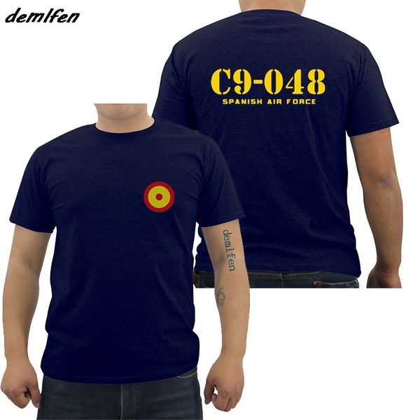 

men cotton short sleeve t shirt fashion spanish air force roundel t-shirt sticker spaf spain 2 sides tees shirt harajuku