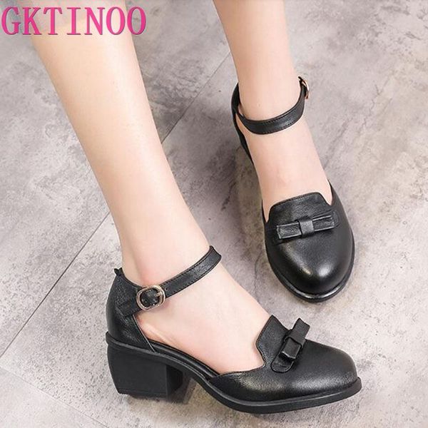 

gktinoo 2020 summer sandals female handmade genuine leather women casual comfortable woman shoes sandals women summer shoes, Black