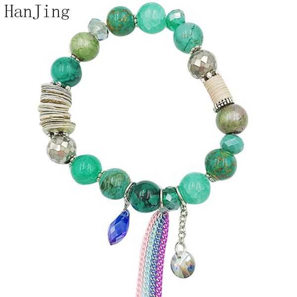 

cute friendship chains tassel bohe bead bracelets for women crystal beads charm bracelet wristband with tassel jewelry gifts, Golden;silver