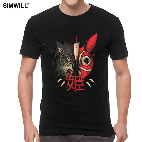 

princess mononoke tee shirts men cotton japan anime hime mask t shirt short sleeved o-neck t-shirt summer studio ghibli tshirt