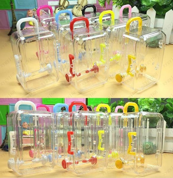 

mini rolling travel suitcase candy box baby shower wedding favors acrylic clear party table decoration supplies gifts ing