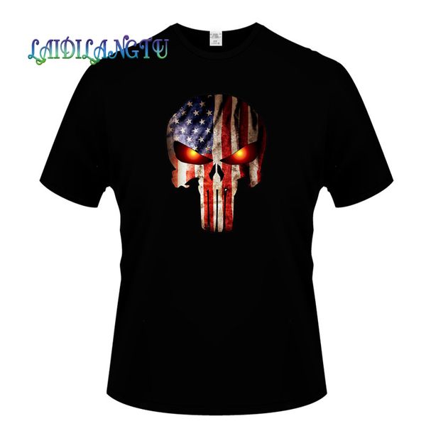 

men's t-shirts the burning eyes of a flag puner in the united states shirt homme summer short sleeve men t shirts male tshirts