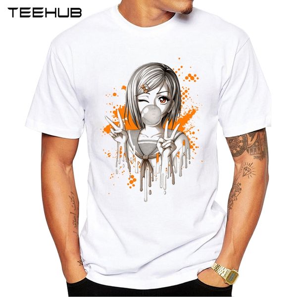 

teehub man short sleeve t-shirt 2019 men t shirt cool design t shirt bubblegum anime girl printed casual tee