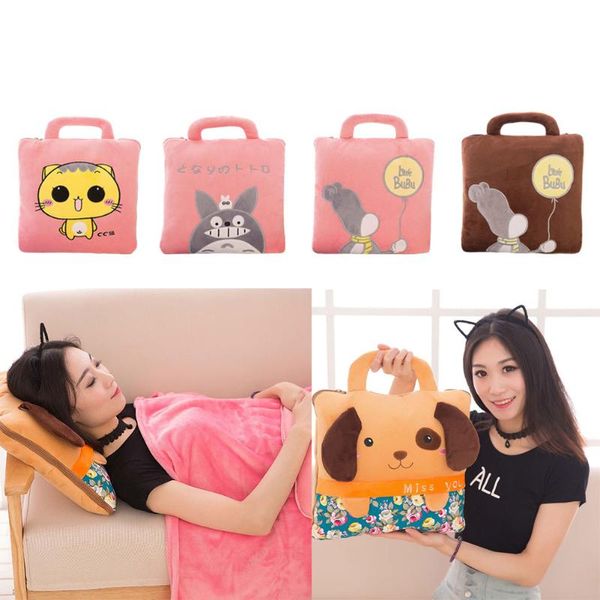 

two in one multifunction cartoon pillow blanket dual-use air conditioner quilt bedding home car interior christmas decorations