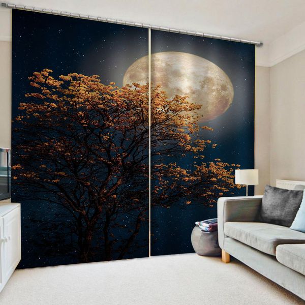 

Customized size Luxury Blackout 3D Window Curtains For Living Room nature scenery moon curtains 3d stereoscopic curtains