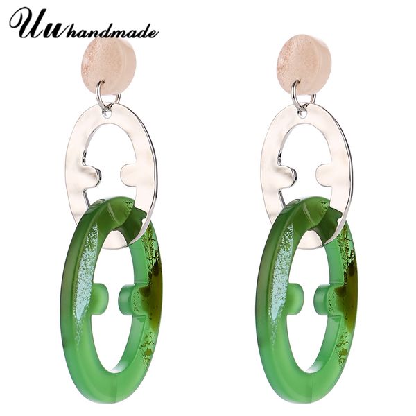 

2020 new fashion acrylic chain earrings for women 5 colors dangle drop earrings 2020 brincos female fashion jewelry gifts, Silver