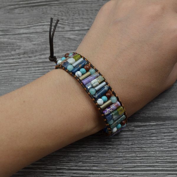 

europe and the catenary restoring ancient ways natural stone beads multi-layer winding hand string11, Golden;silver