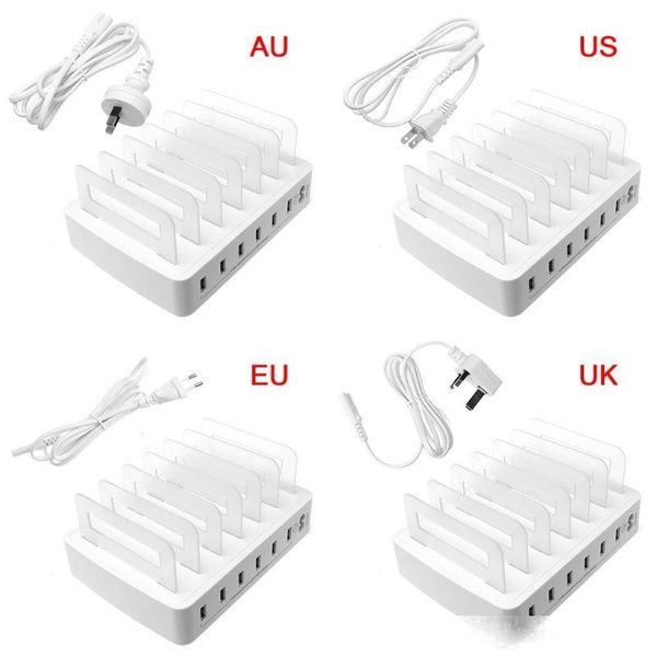 

smart usb charger quick charging station dock 6 port 2.4a mobile phone tablets multiple devices organizer deskstand power