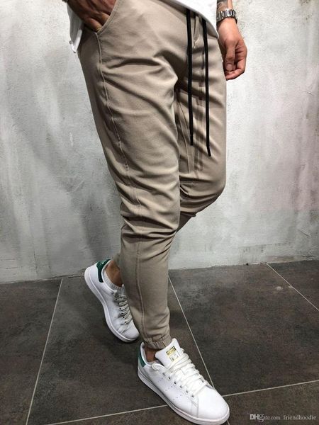 

autumn fashion trousers elastic waist pencil pants capris track pants for male casual loose pants spring, Black