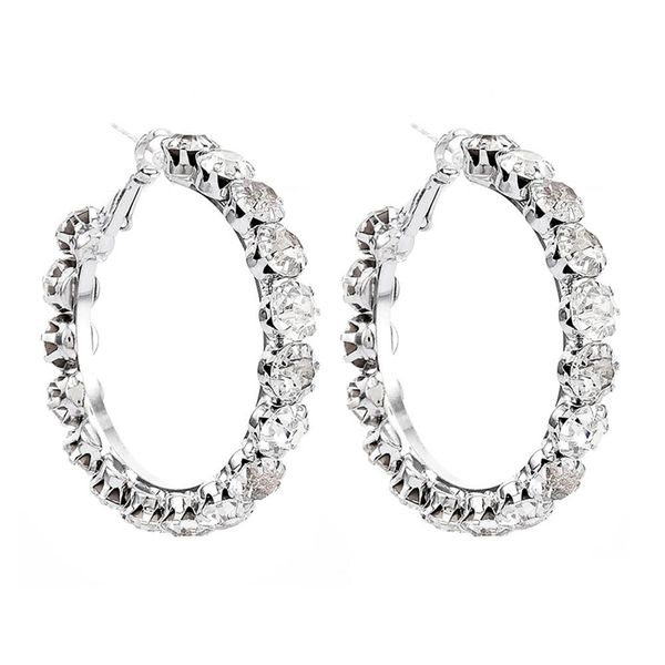 

women zircon hoop earrings silver color irregular shiny crystal cubic zircons elegant female earring, Golden;silver
